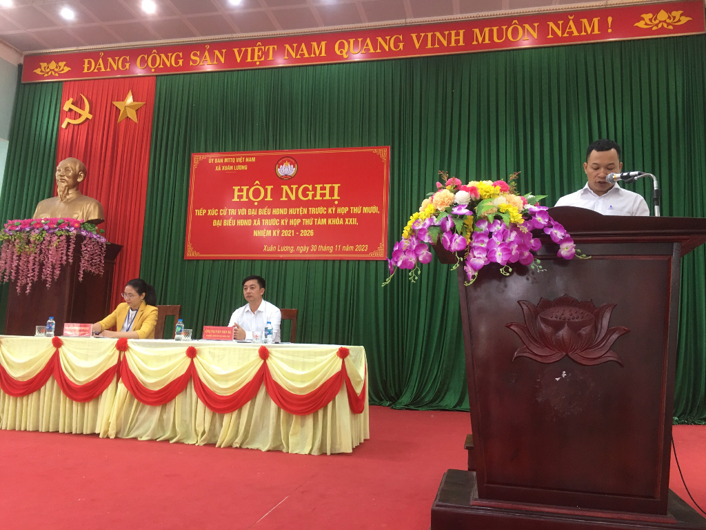 Xã Xuân Lương tổ chức hội nghị tiếp xúc cử tri trước kỳ họp thứ 10 HĐND huyện, trước kỳ họp thứ 8...
